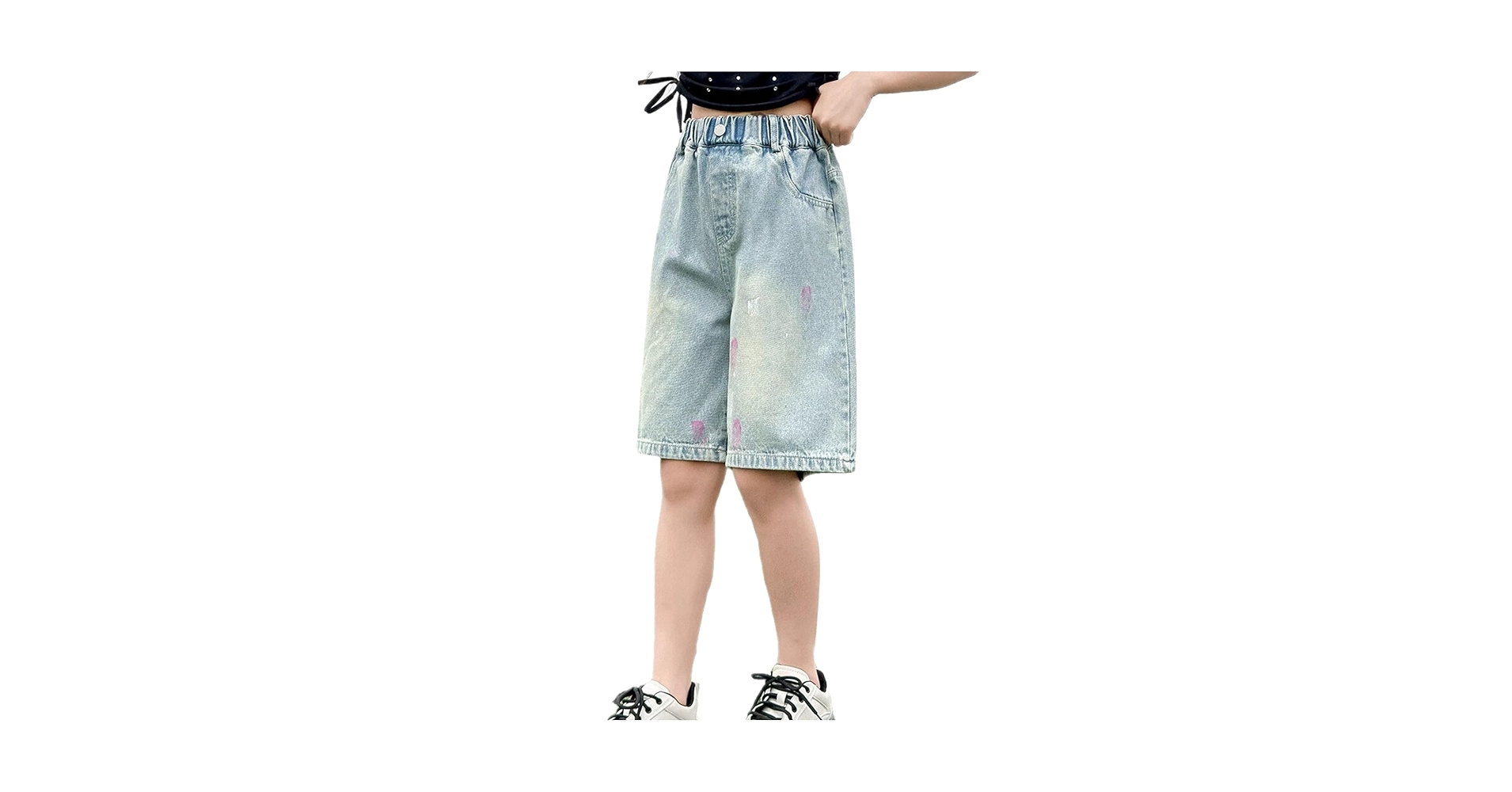 Amazon.com: Girls Jeans Shorts Bermuda Elastic Waist Bottom