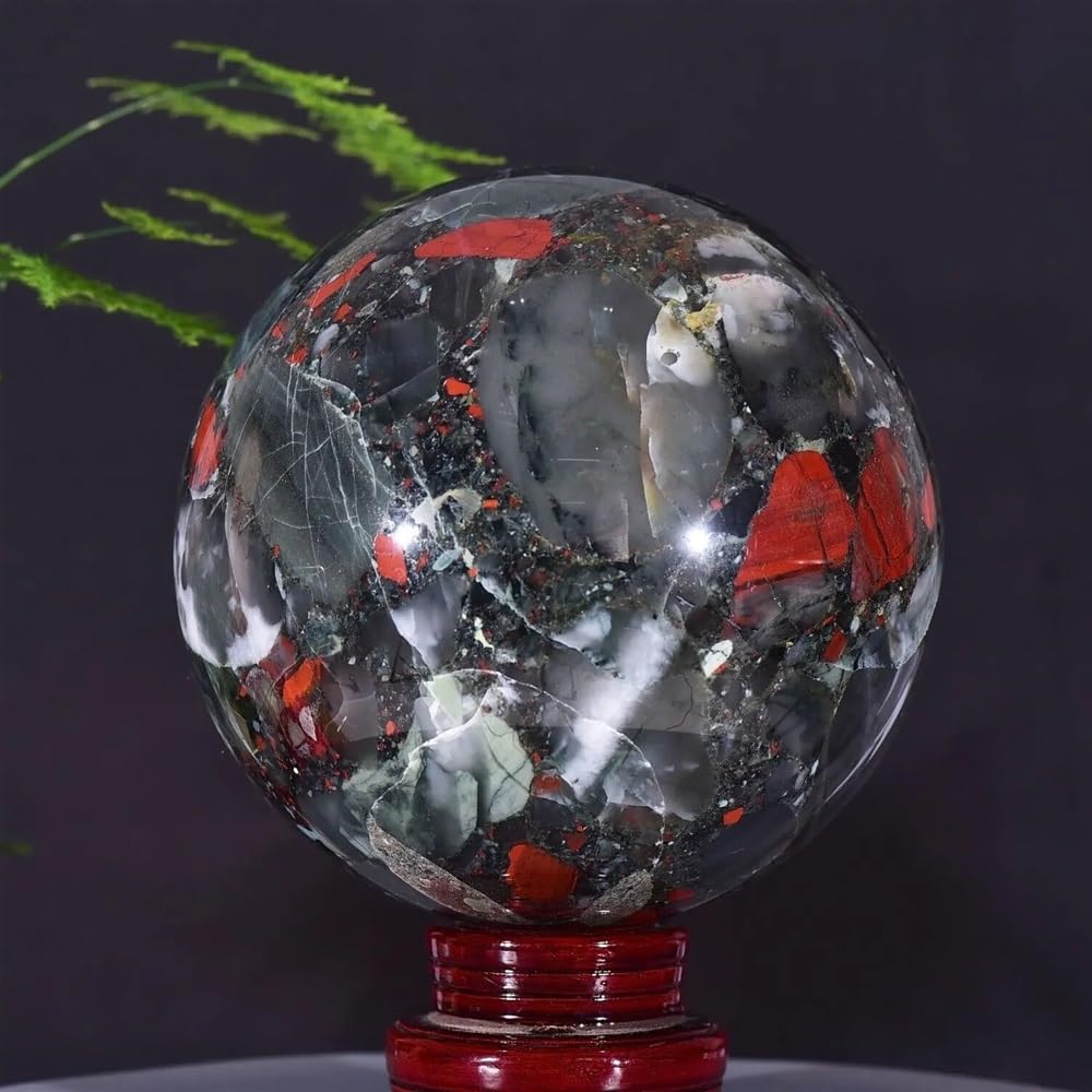 CYVXCPPGI Decorative Ornaments Blood Stone Sphere Quartz Crystal Ball (Size : 1500-1600g)