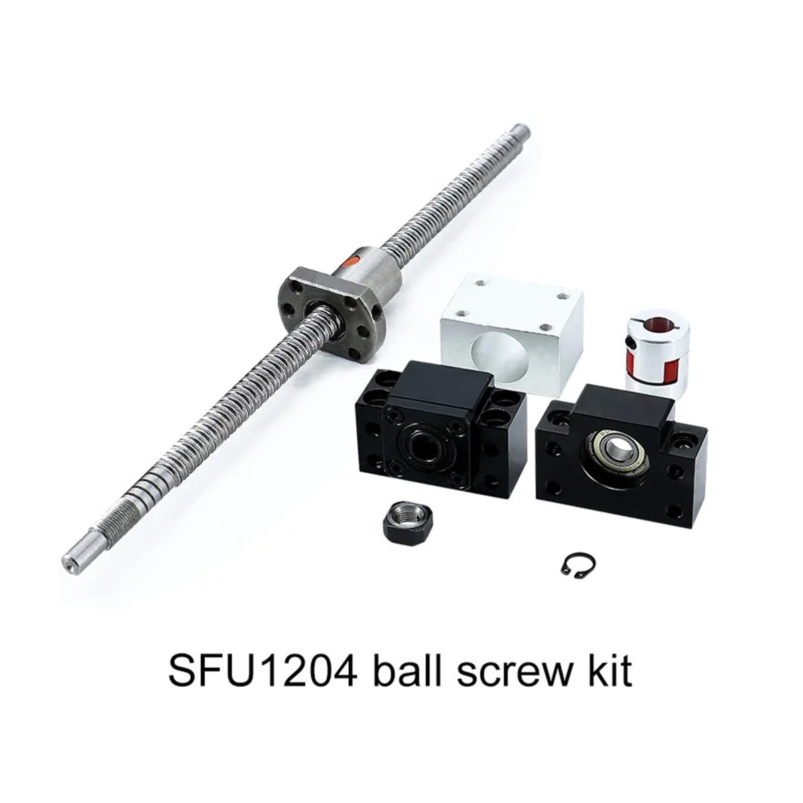 Metal Ball Screw nut end Processing 200mm-1000mm Ball Screw Rod SFU1204 with Nut 1204 + BK/BF10 End Suppor + Nut Housing + 8 * 8 Coupler(300mm)
