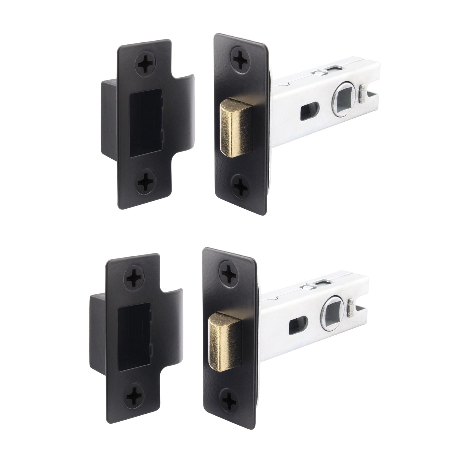 Eai Black Tubular Door Latch For Internal Doors - 2.5 Inch / 64Mm - Pack Of 2 Matt Tubular Mortice Latches