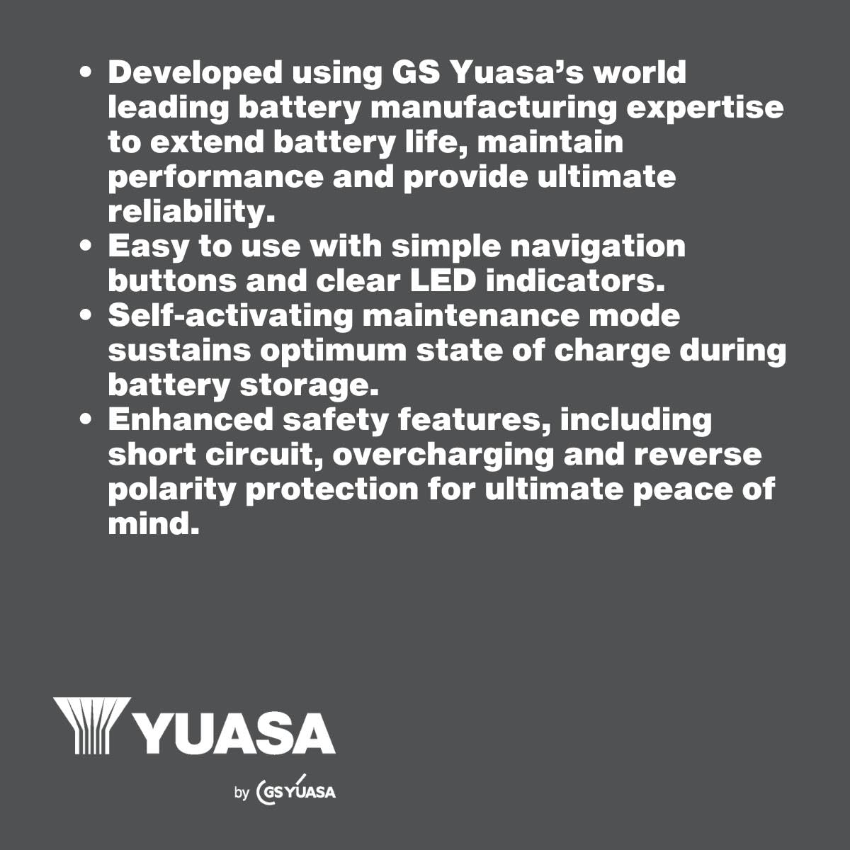 Yuasa YCX12 12 V 12 A Smart-Batterieladegerät für Pkw, Transporter und LKW