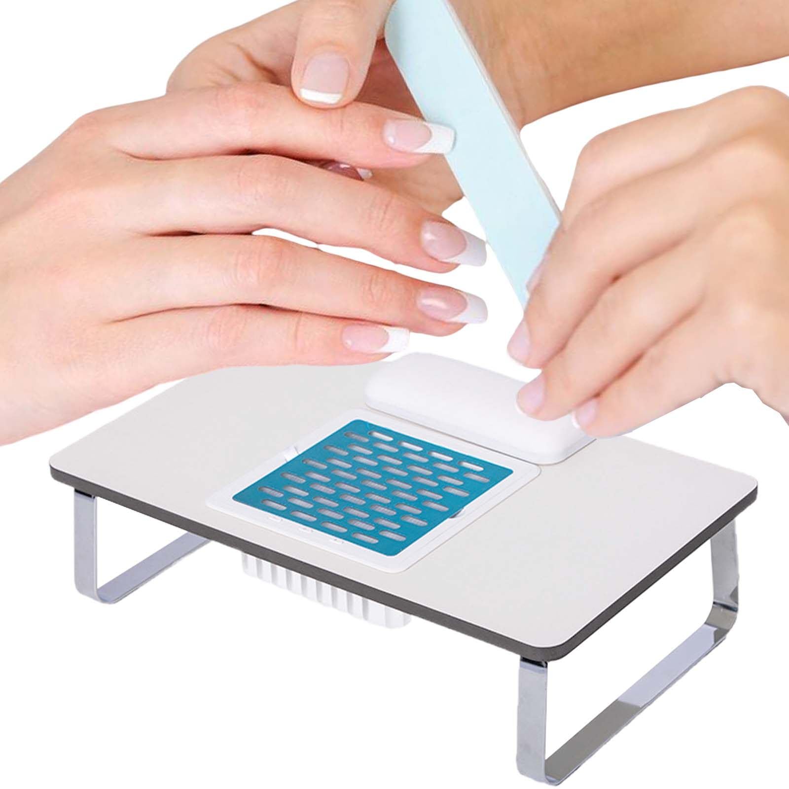 Tavolo per Nail Art Composito con Aspiratore di Polvere per Unghie Integrato, Aspirapolvere Automatico per Nail Art per La Casa, Elemento Filtrante Riutilizzabile Blue
