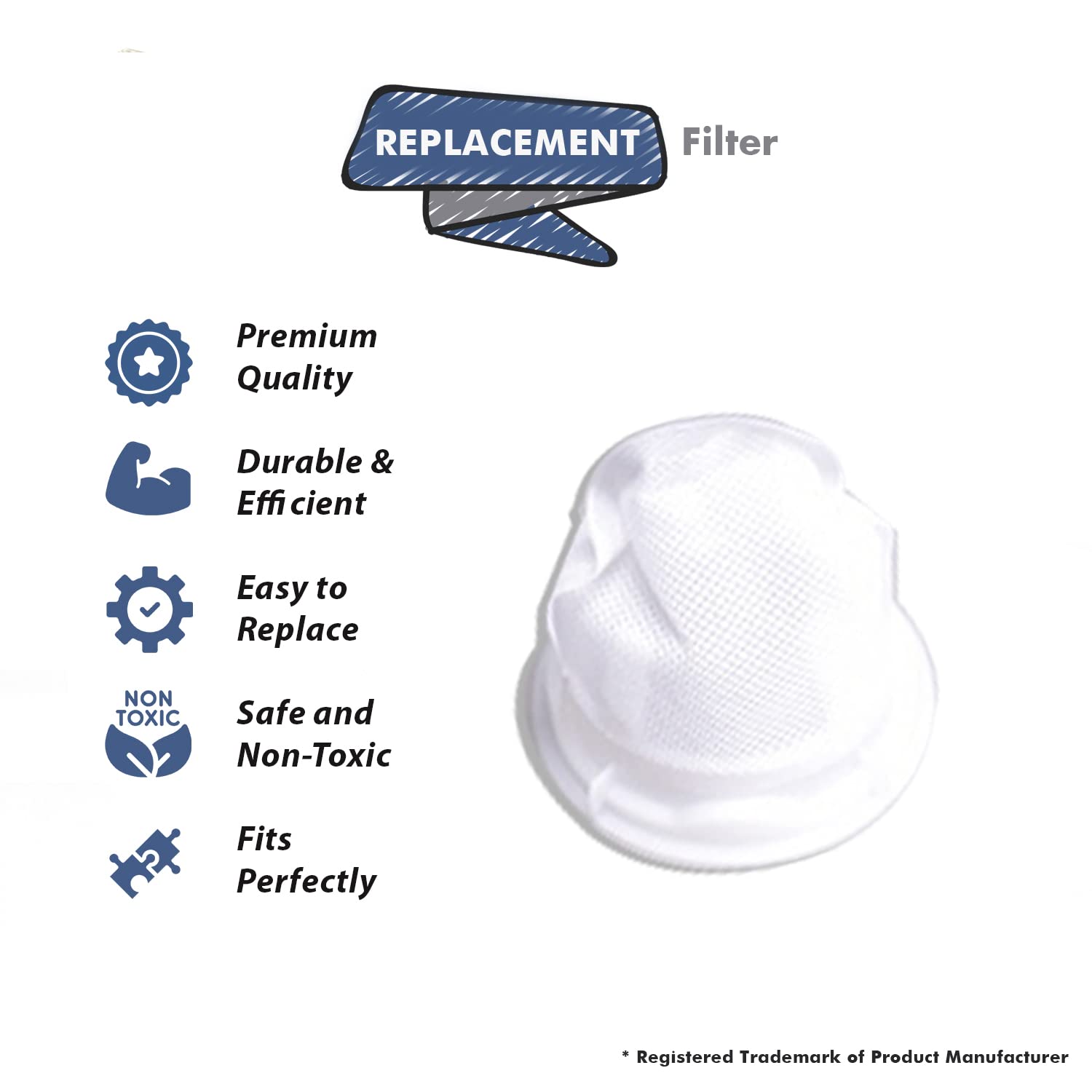 Replacement Part For Bissell Filter Fits Feather Weight 3106K, 3106L, 3106P, 3106A, 3106Q, 2562E, 3105, 3106, 31061 Vacuum Cleaner Models 2PK # compare to part 3204E