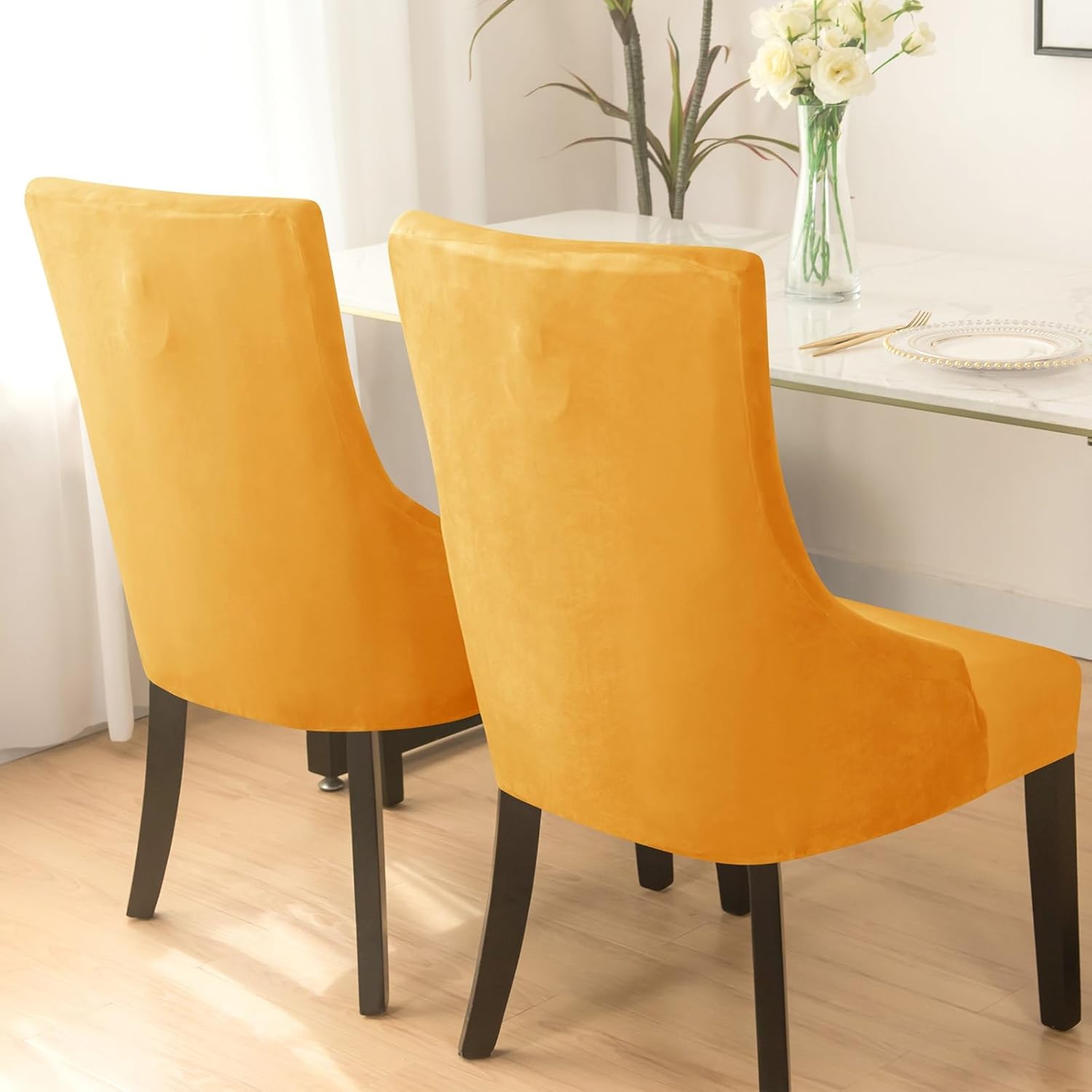Wingback Side Chair Cover Slipcover Velvet Stretch Arm Chair Protector Accent Chair Cover Slipcover Washable Upholstered Arm Dining Chair Covers for Dining Living Room Banquet Decor