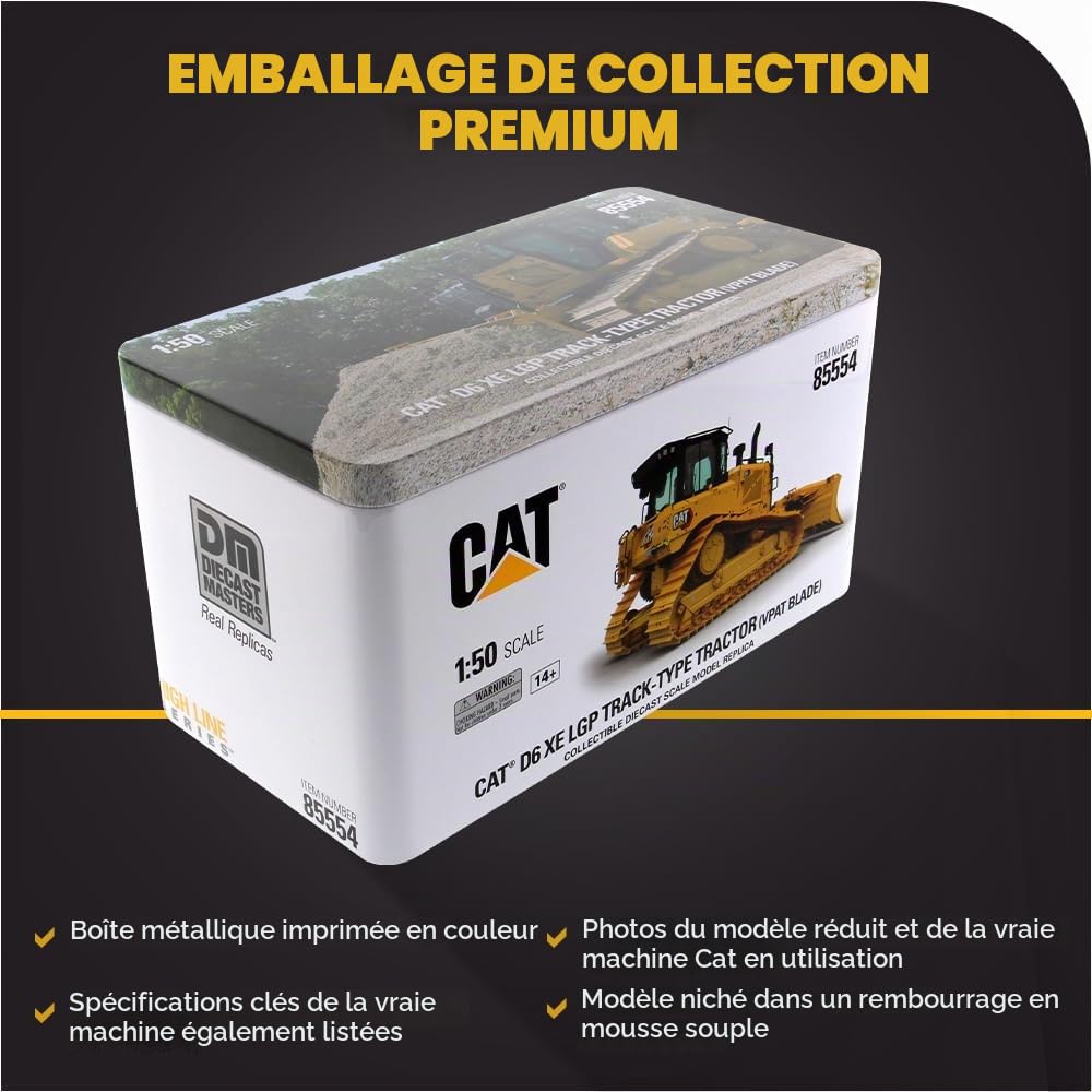 Diecast Masters 85554 - Cat D6 LGP VPAT Track Type Tractor, échelle 1:50, à partir de 14 Ans, en boîte métallique, Convient aux collectionneurs
