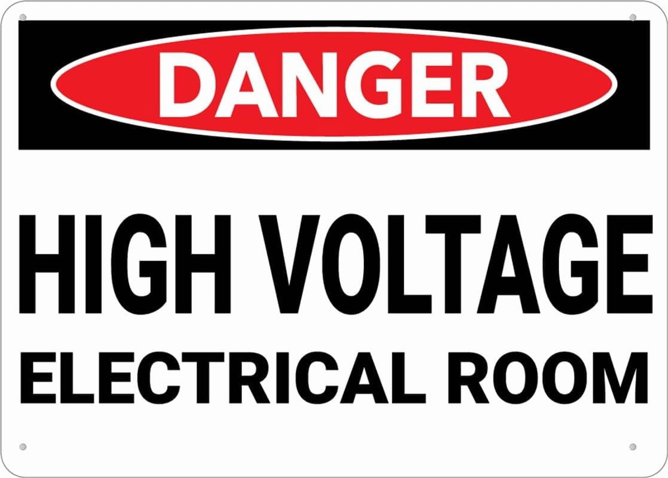 (2-Pack) Metal Tin Sign Danger High Voltage Electrical Room Sign 12X8 Inches, Weather Resistant, Weatherproof, Indoor Or Outdoor