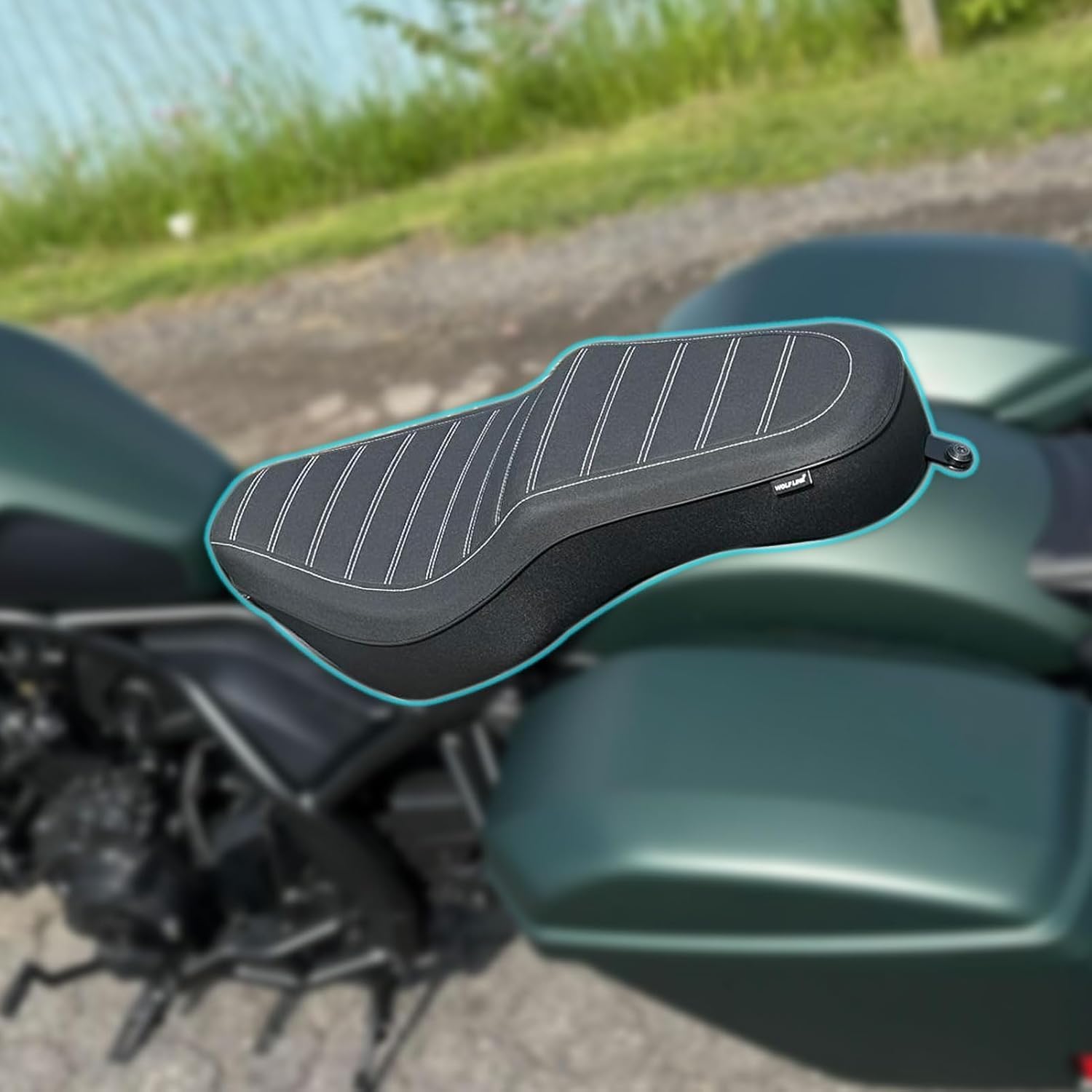 For Honda Rebel 1100 CMX1100 2021-2026 Motorcycle 2-Up One-Piece Seat, Front Driver & Rear Passenger Pillion Comfort Cushion Pad Set,Pressure Relief Saddle (Stripe Style)