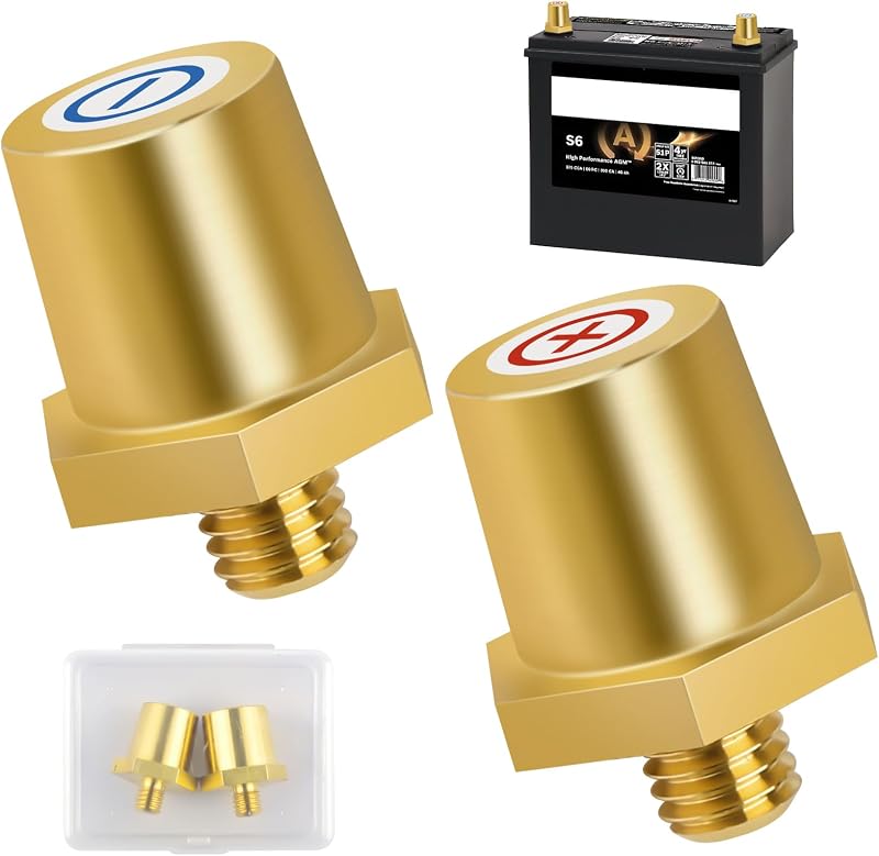 Messing Batteriepol Adapter Set, M8 Gewinde-Anschlüsse, robust und korrosionsbeständig, Schnellmontage Batterieklemmen, Batteriepol-Adapter für Lithium-Autobatterien(1 Paar)