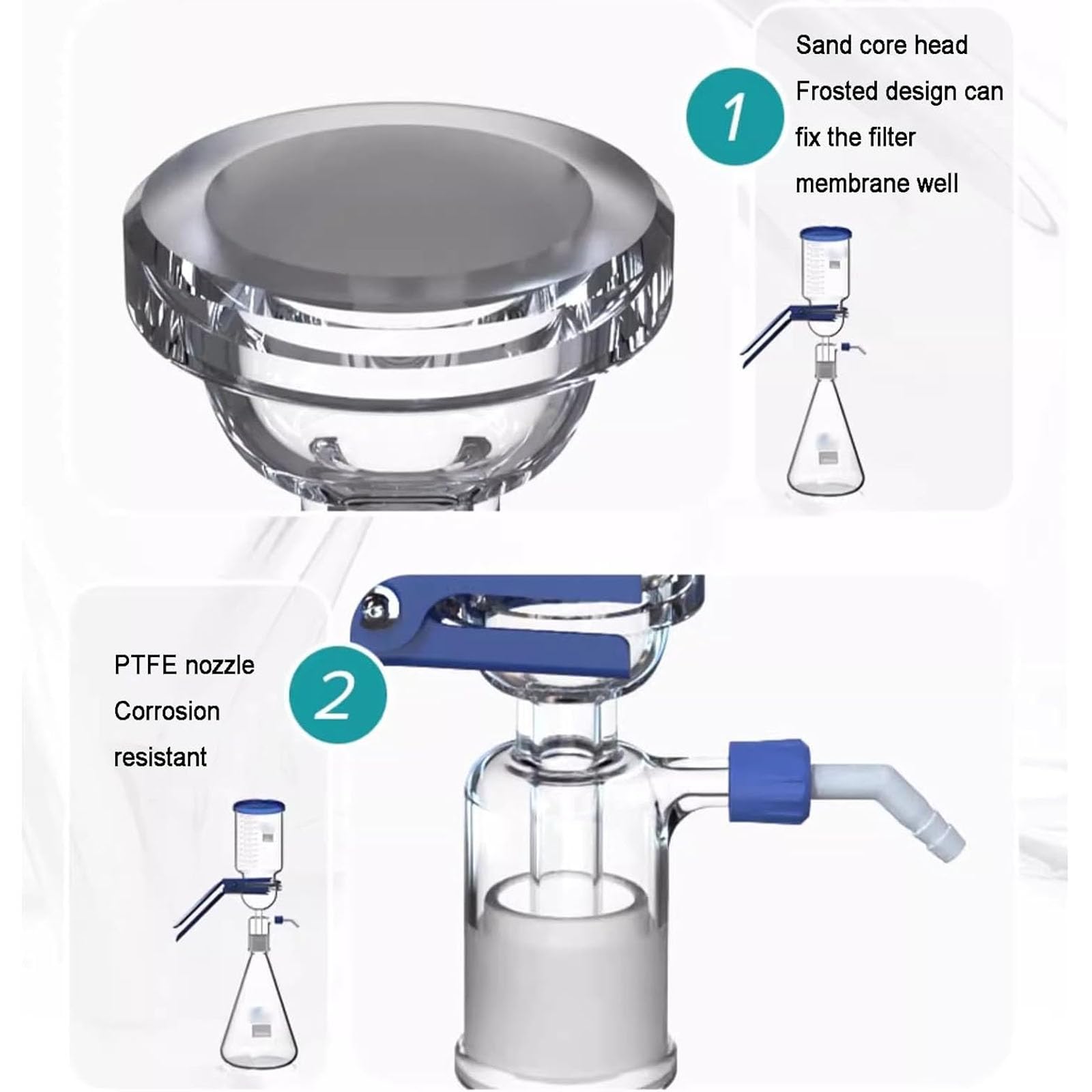 Aparato De Filtración Al Vacío De Laboratorio, Conjunto De Filtración Al Vacío De Vidrio De Borosilicato, con Botella De Filtro De 1000 Ml Y Embudo De 300 Ml, Cuello De Perno con Tubería