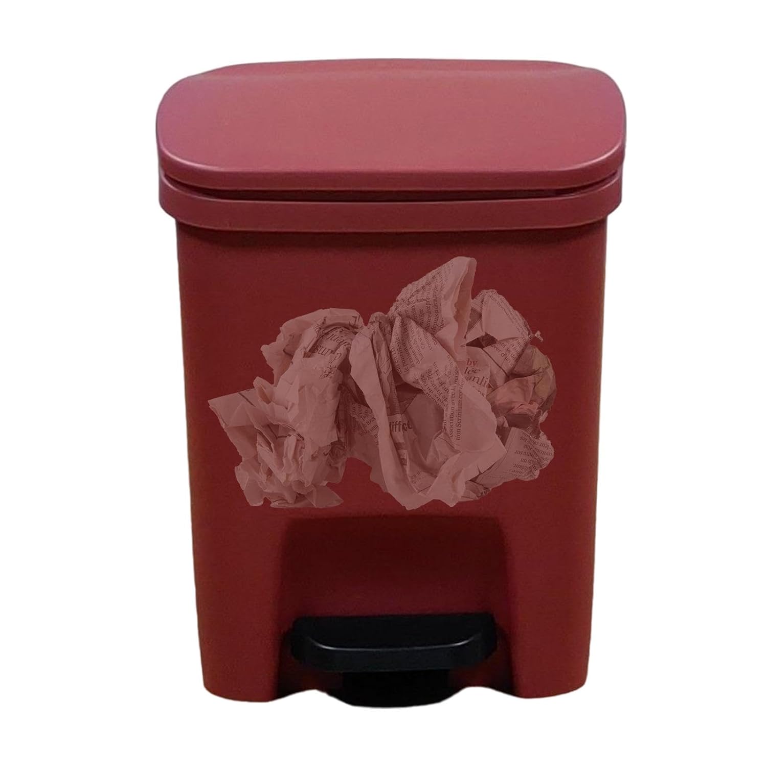 Step- Trash Can - Kitchen Waste Bin | Kitchen Garbage Bin with Soft Close Lid | Anti-Slip Waste Bin Protection Rectangular Trash Can Foot Pedal for Bathroom, Kitchen, Ruby red