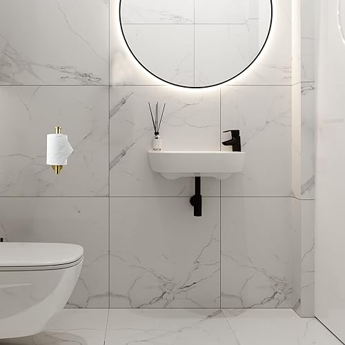 Miniatura 8 de Soporte para papel higiénico autoadhesivo, sin taladrar para baño, baño, baño, soporte de pared, acero inoxidable (dorado)