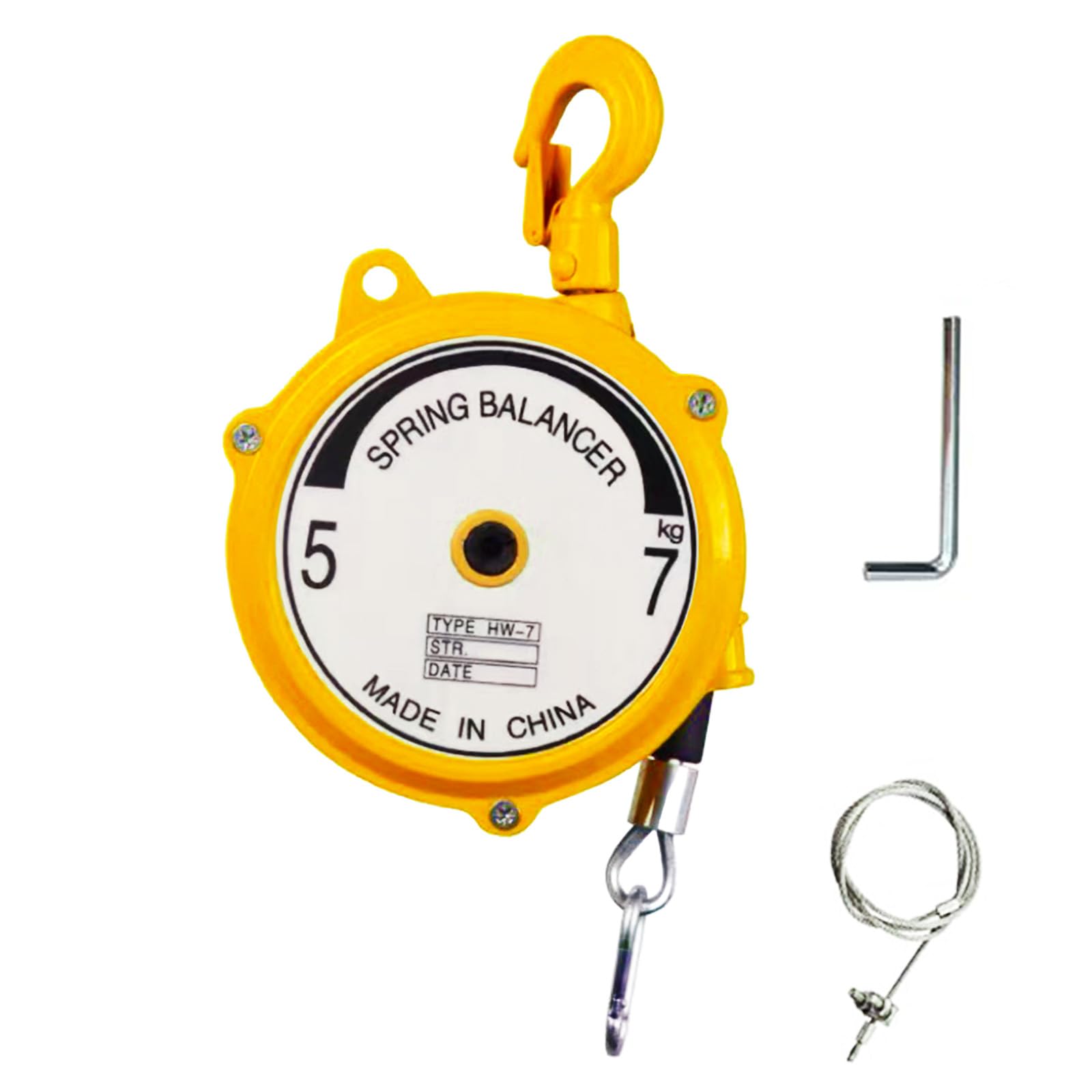 Bilanciatore a molla 5-7 kg, lunghezza 1,9 m, resistente, molla retrattile, strumento di bilanciamento, attrezzatura per appendere cavi metallici