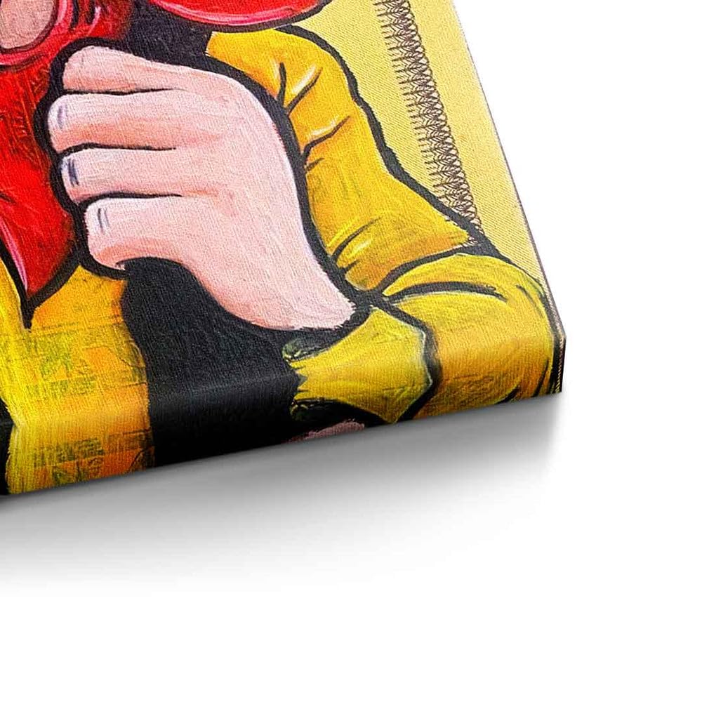 DotComCanvas Leinwandbild Lucky Luke Dollar Geld Comic Cartoon I don't give a fuck Größe 80 X 60 CM, Farbe Ohne Rahmen