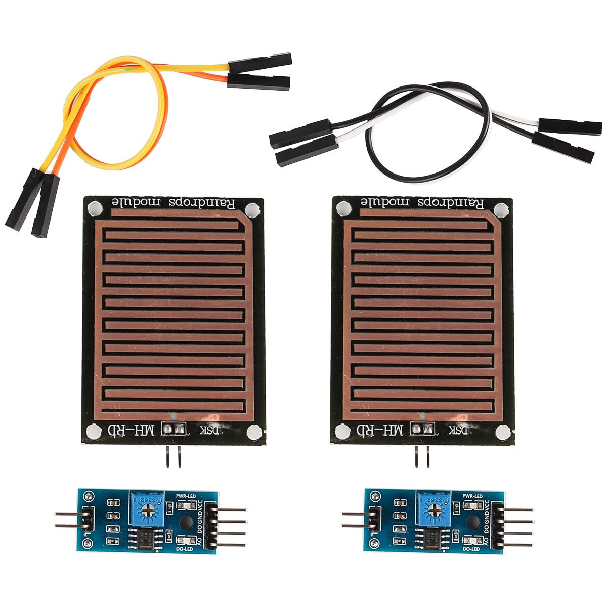 Set of 2 FONGKNOX Rain Drops Sensor 3.3V-5V Rain Drops Detection Moisture Monitor Sensor Humidity Controller Module Weather Module with Relay