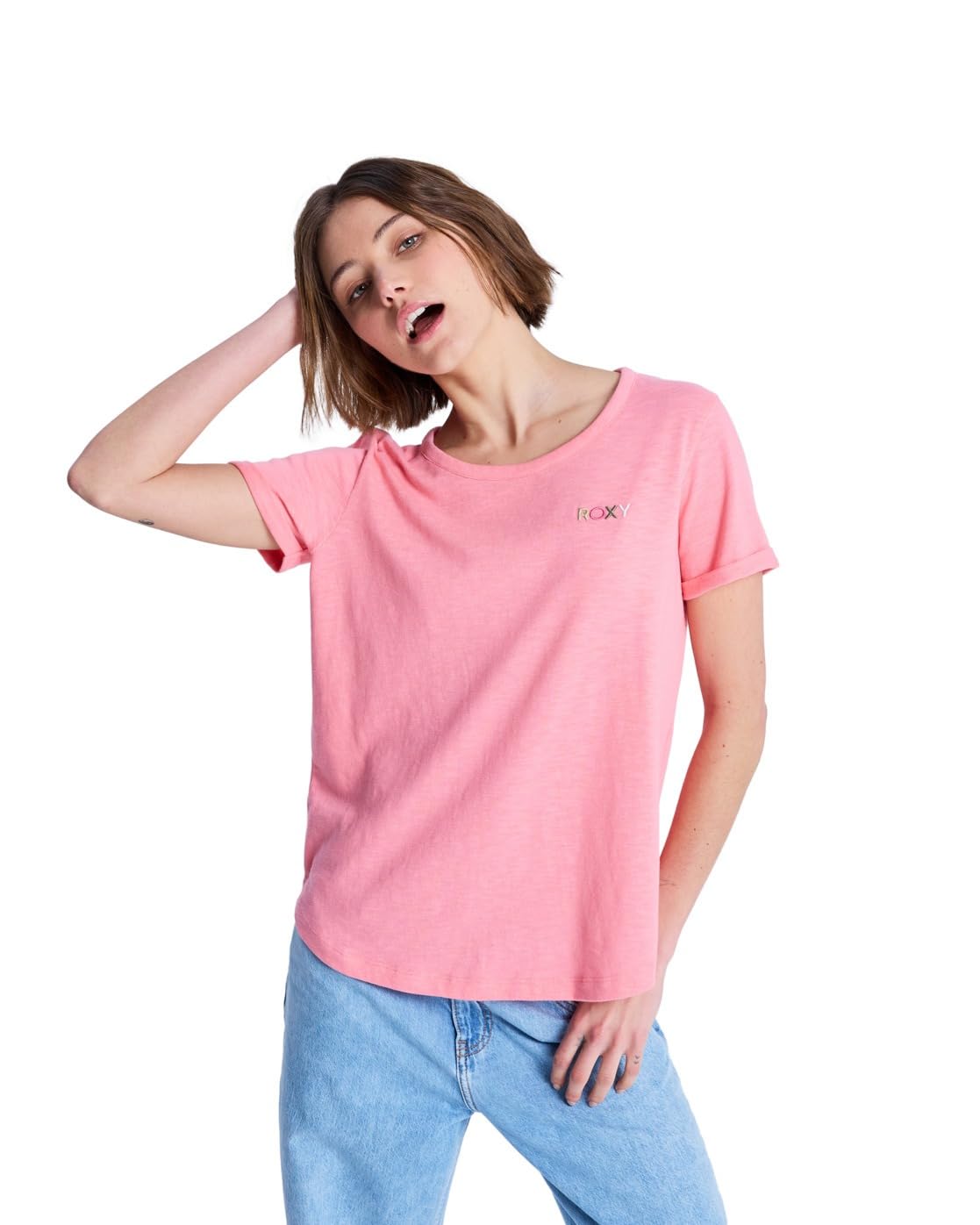 Roxy Short-Sleeved T-Shirt SATURDAZE SS TEE Womens Pink