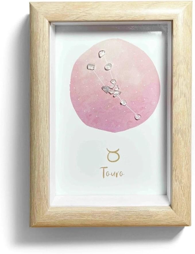Taurus Crystals Gift, Zodiac Sign Decor Gifts, Natural Crystal Zodiac Painting for Wall Art, Home Decor, Christmas Holiday Gift, Birthday Gift for Women, Friend, Bed Room, Living Room