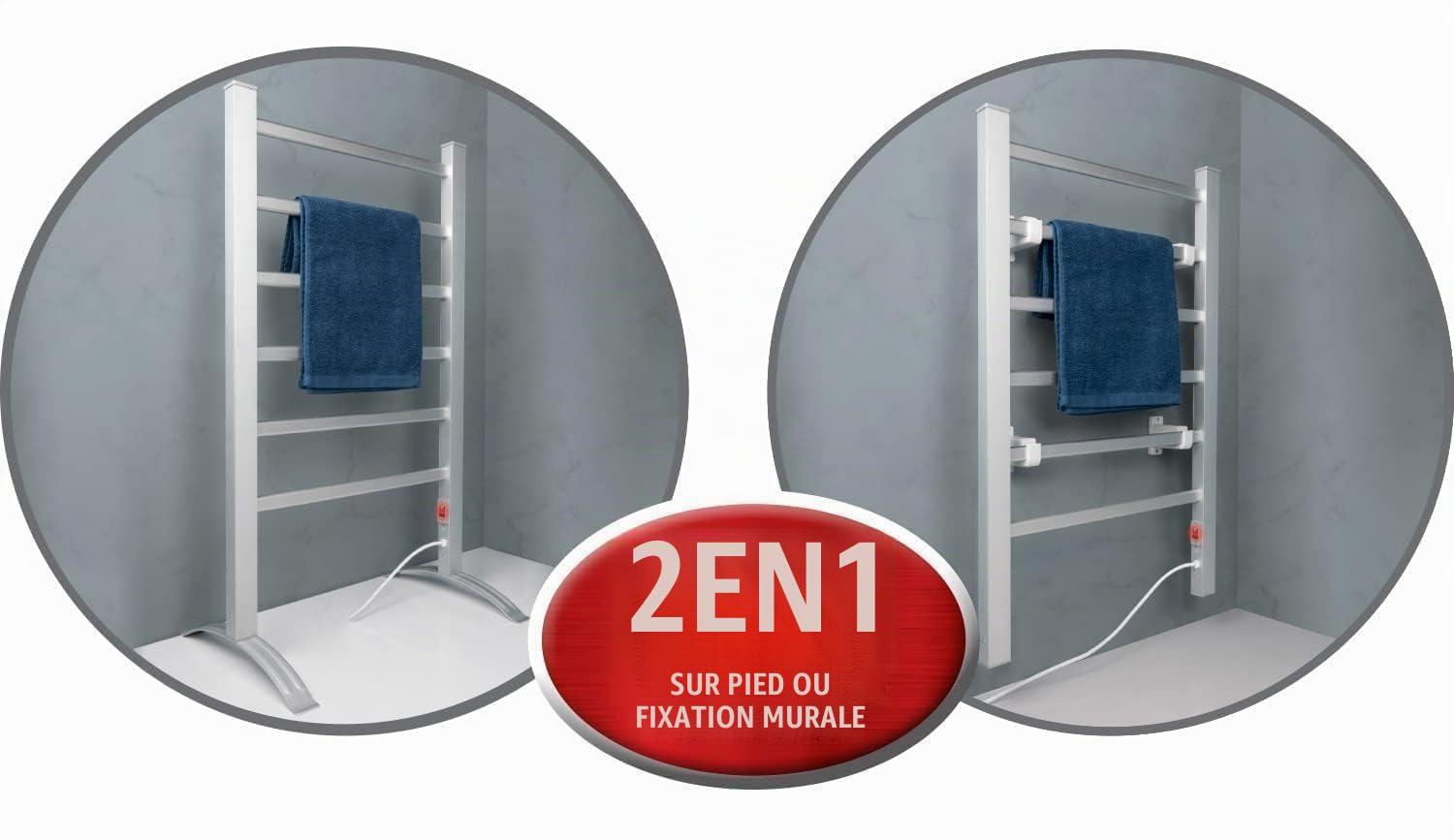 Dirt Devil Séchoir à Linge Étendoir - Séche Serviette Salle de Bain ou Mural - 6 Barres pour Linge et Serviettes - Aluminium Gris - Étendoir Électrique Chauffant Radiateur