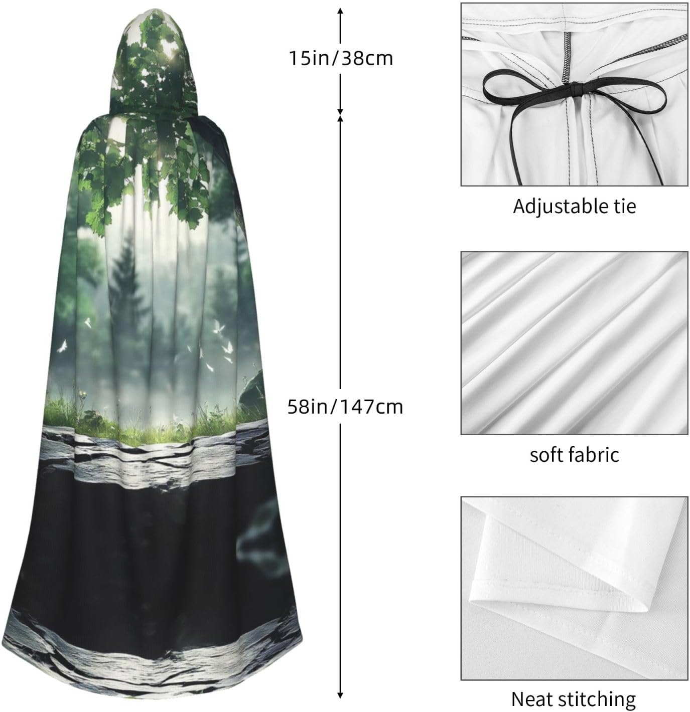 Fantasy Forest Background Unique Darkness Poncho Shawl - Customizable Wearable Blanket for Women, Perfect Halloween Costume Accessory, Knight, Akatsuki, and More