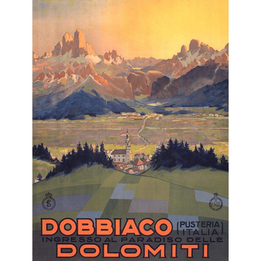 Wee Blue Coo Travel Tourism Dobbiaco Italy Dolomites Mountain Art Print Poster Wall Decor 12X16 Inch
