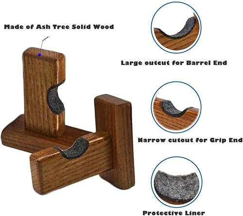 Miniatura 2 de Orga'Neat Estuche de exhibición de bates de béisbol, soporte para bates de montaje en pared, fresno sólido, hecho a mano, estante horizontal para