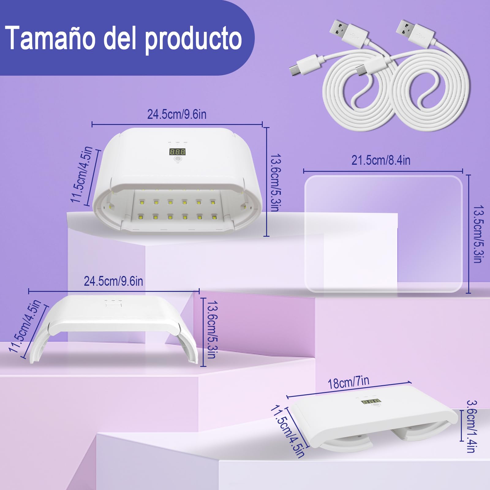 Lámpara de Resina UV de Doble Cara Lámparas de Curado de Resina Lámparas UV de 48W para Curado Rápido con Pantalla LED Lámpara para Bricolaje, Moldes