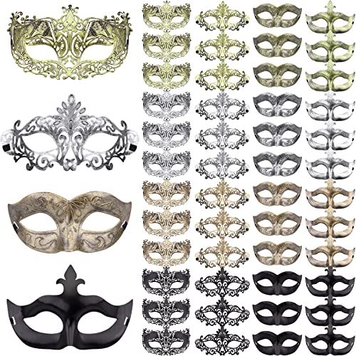 FEQO 48 Pieces Masquerade Masks Venetian Vintage Antique Masks Masquerade Eye Mask for Festival Canival Mardi Gras Party