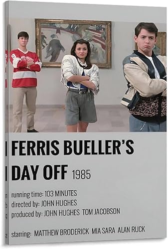LRefiozas Single Hanging Picture Ferris Bueller's Day Off Canvas Poster Retro 90s Movie Print, Cool Vintage Wall Art for Bedroom, Dorm, Man Cave