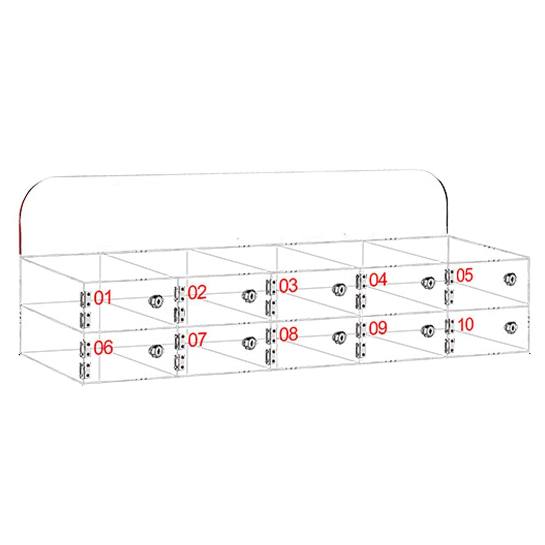 Casier de téléphone en acrylique à 10 fentes et serrure pour bureau