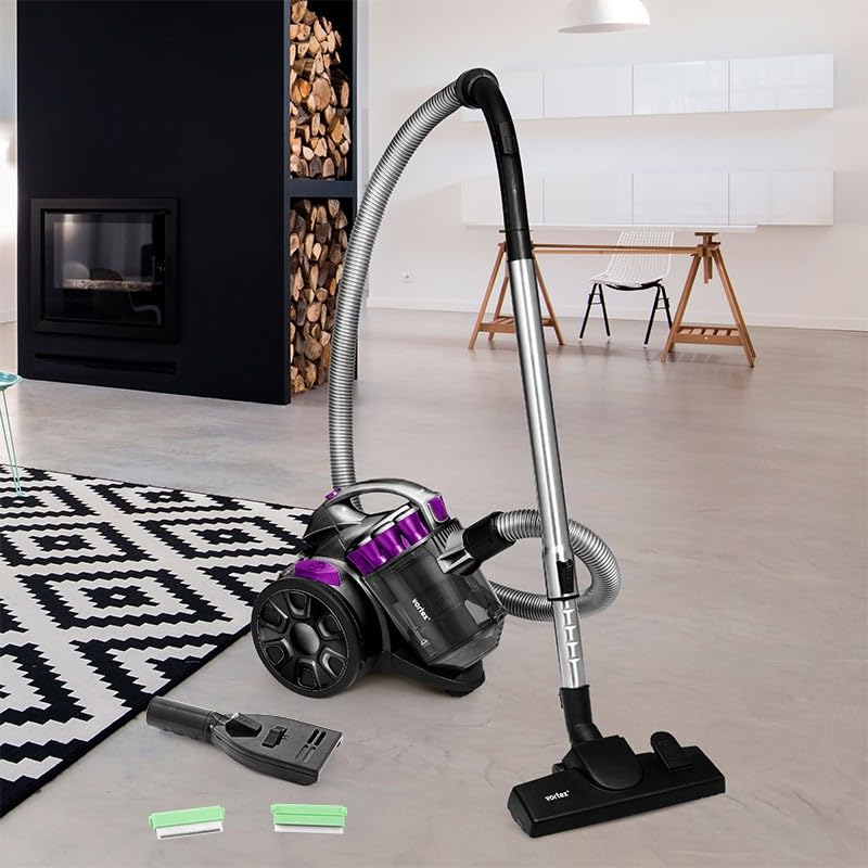 Vortex - Aspirador de trineo sin bolsa con filtro de 4 capas y cepillo de animales Zii negro