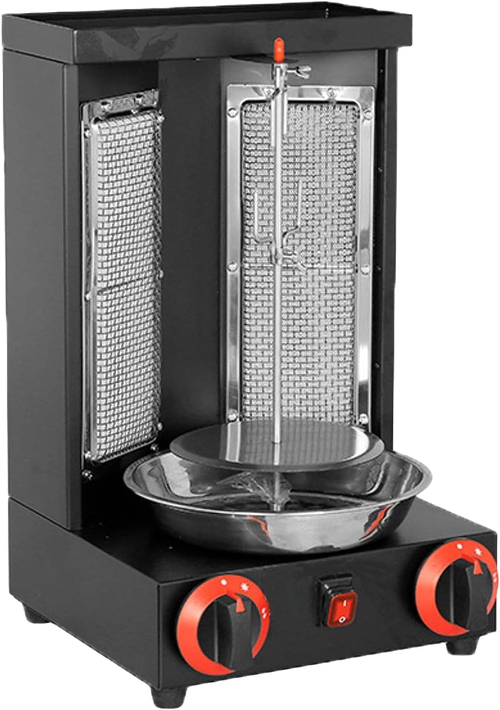 Gas Shawarma Machine, Stainless Steel Propane Vertical Doner Kebab Machine, Commercial LPG Meat Broiler, Home Rotating Grill, Rotisserie Oven,Black-110V