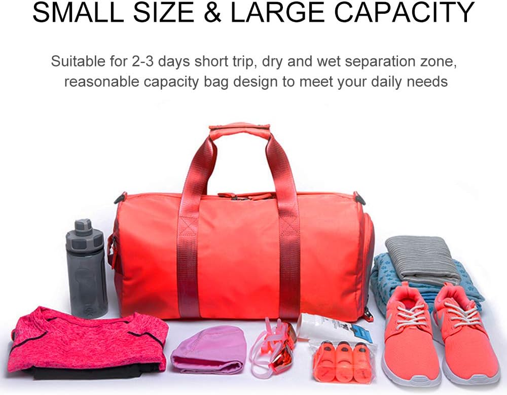 PinPle Sport Gym Bag Travel Duffel Bag with Shoe Compartment and Dry Wet Separation Layer for Men & Women (Fashion Red)