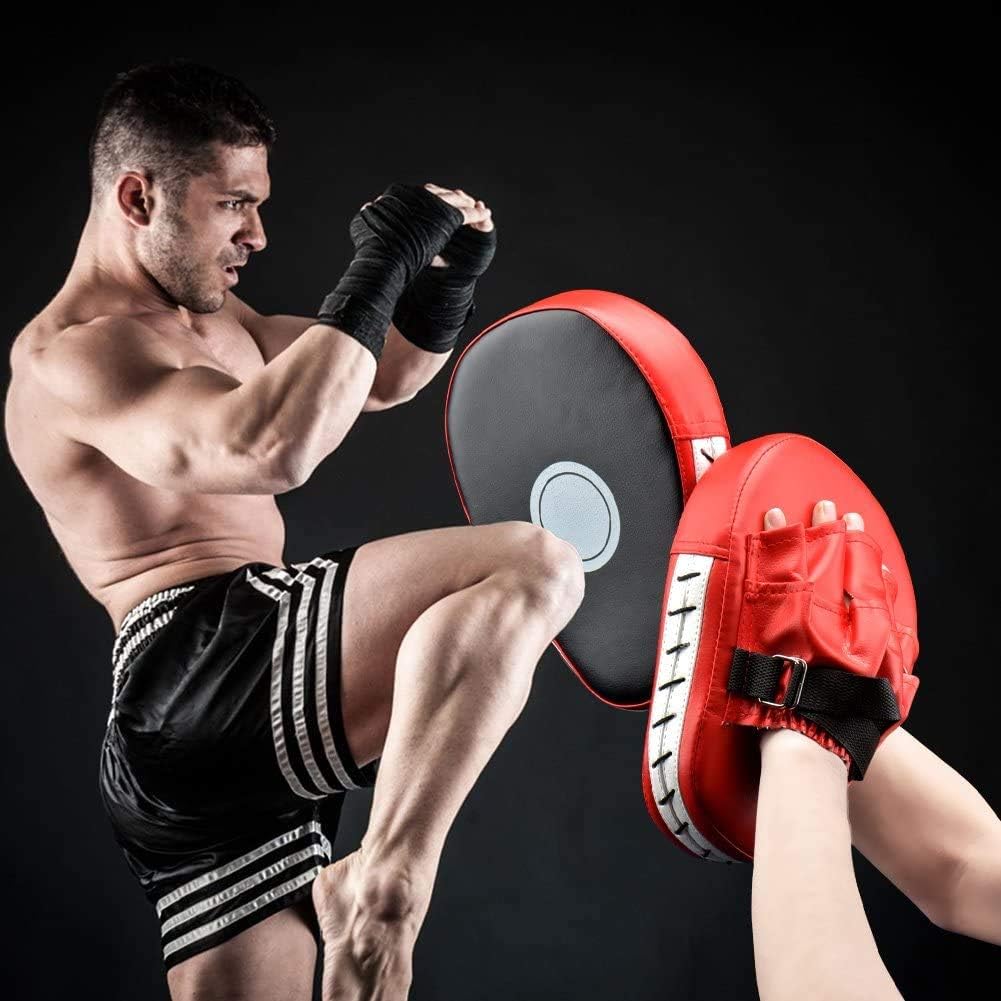 Almohadillas de entrenamiento de kickboxing, boxeo, artes marciales, rojo y negro, 25,5 x 19 x 4,5 cm