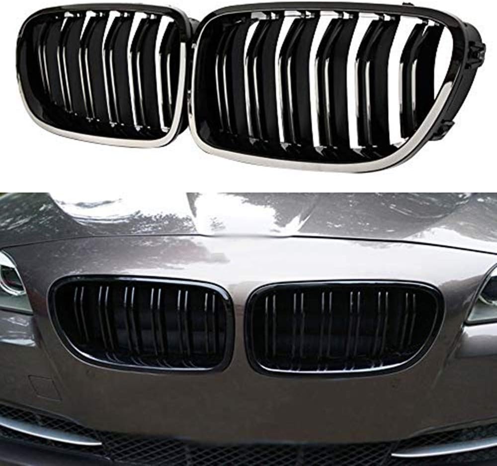 Zonsoon Front Replacement Kidney Grille Grill Compatible with BMW 5 Series F10 Glossy Black(ABS)