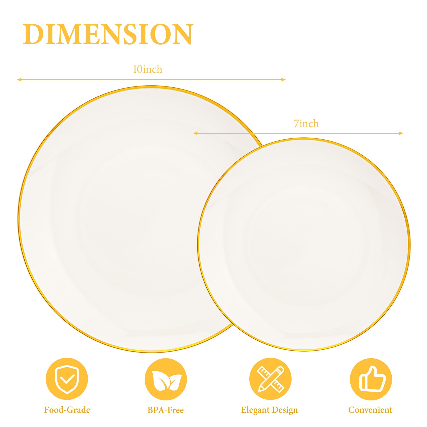 Ivory Gold Rim Plates - 100 Pack -2 Ivory Gold Rim Plates - 100 Pack -2