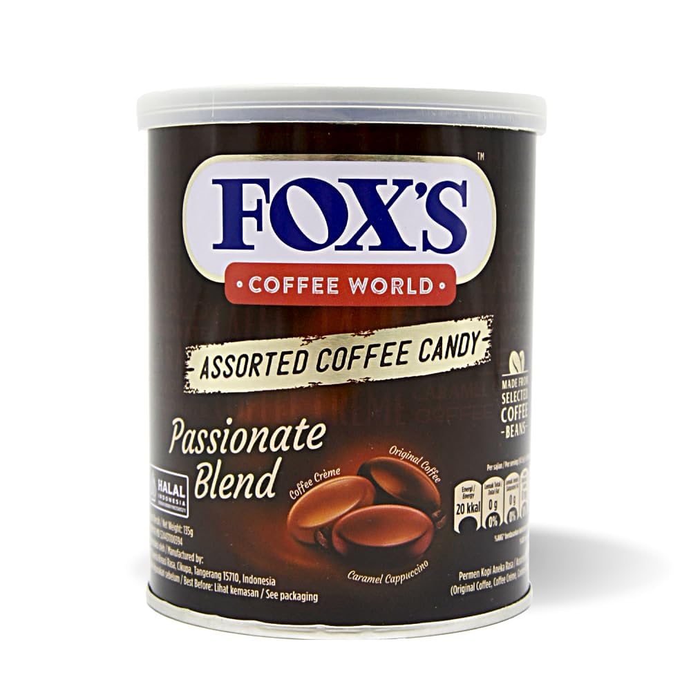 Foxs Coffee World Passionate Blend Fine Mixture Of Coffee and Sweet Flavors Assorted Coffee Candy 135gm Tin (Imported)