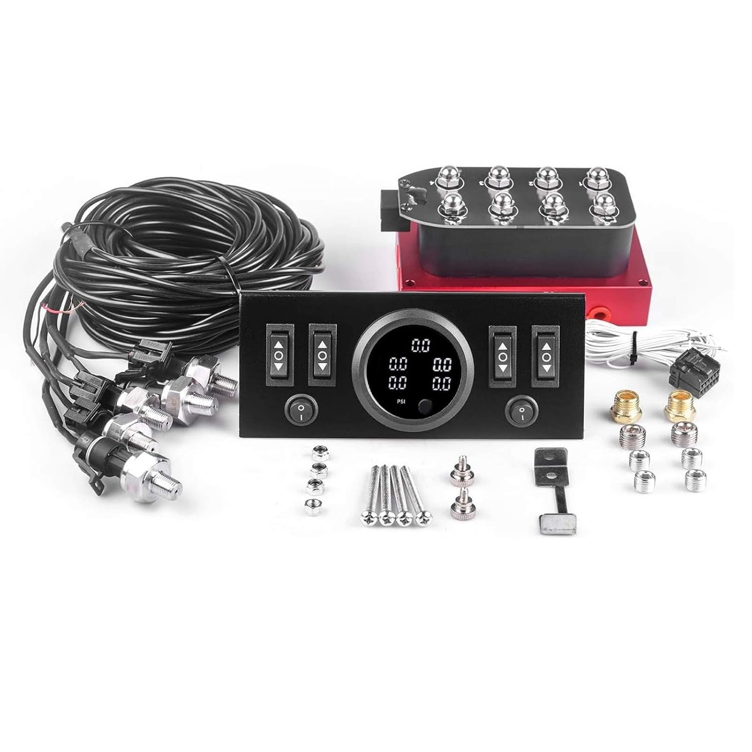 ZHSYMX 12V Solenoid 8-Valve Air Ride Suspension manifold valve Red with Control Panel Ship Type Switch, equipped with Five... - Review, Price and Buying Guide