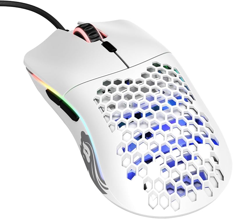 Model O- (Minus) Compact Wired Gaming Mouse - 58g Superlight Honeycomb Design, RGB, Pixart 3360 Sensor, Ambidextrous, Omron Switches - Matte White