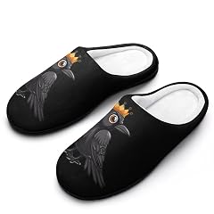 Black Crow Crown Womens Cotton Slippers Non-Slip Bedroom Slipper Cute House Shoes for Indoor And Outdoor