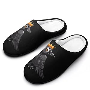 Black Crow Crown Womens Cotton Slippers Non-Slip Bedroom Slipper Cute House Shoes for Indoor And Outdoor