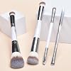 Set de 4 Pinceles de Maquillaje Gris de Doble Punta, Kit Profesional de Brochas para Polvo, Rubor, Correctores, Sombras y Kabuki, con Estuche de Viaje, Cerdas Sintéticas Suaves 3
