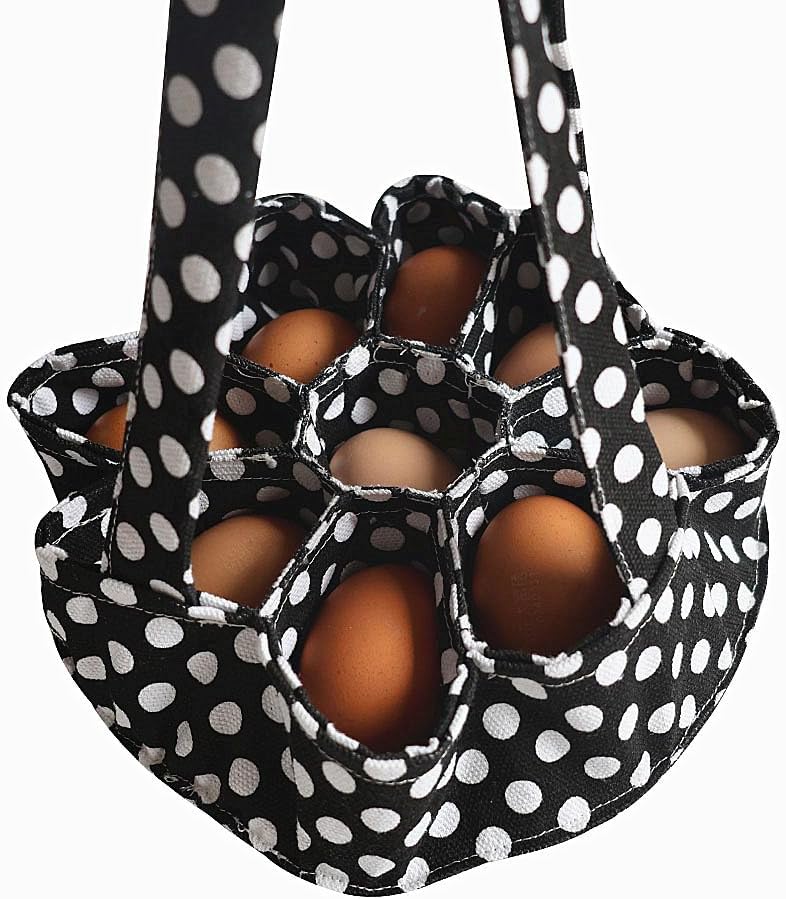 Egg Basket with 9 Pouches Egg Collecting Bag for Chicken, Duck Egg Collection Small Egg Holder & Organizer for Transporting Storage (Red 1 pack)