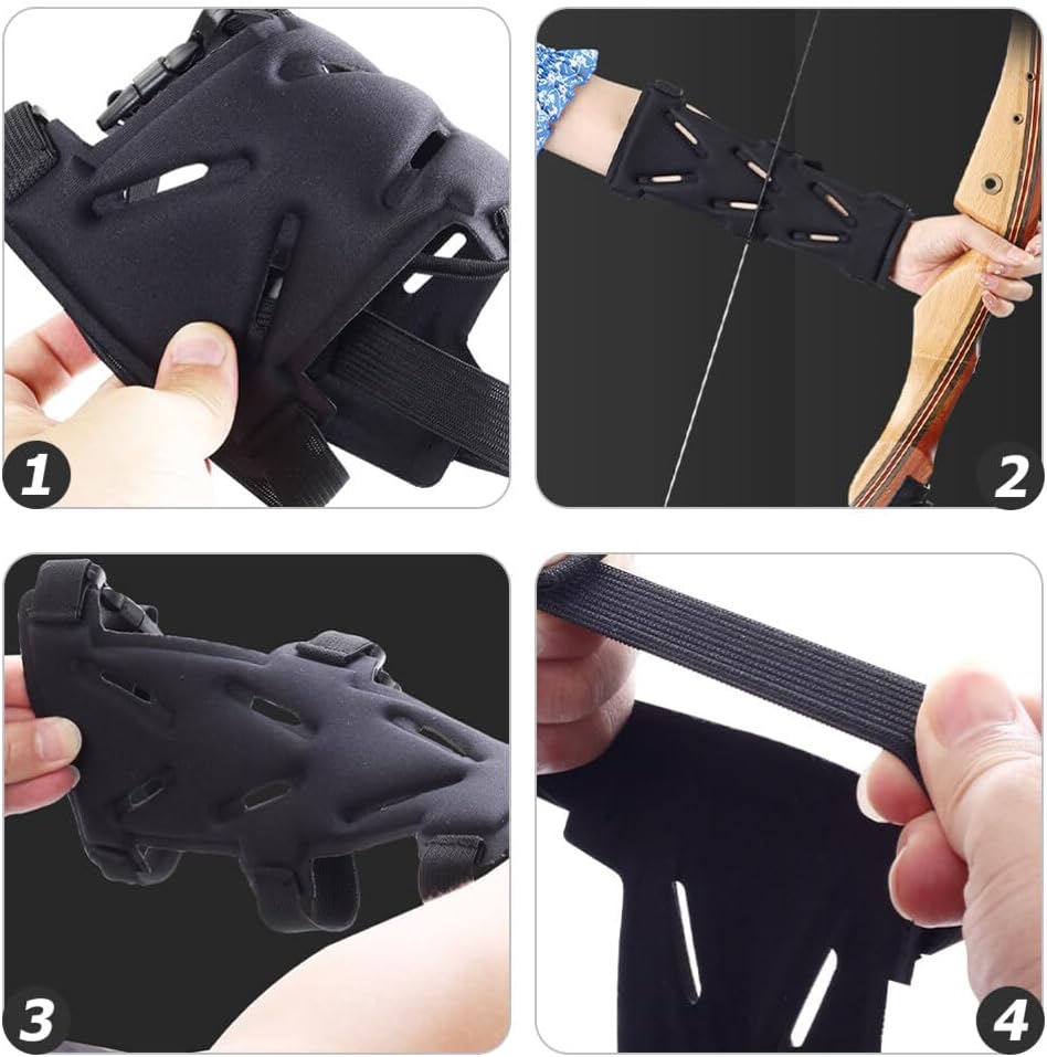Garneck Shooting Arm Guard Bow Hunting Accessories Archery Bracer Archery Forearm Guard Accessories Elastic s Cloth Black Band