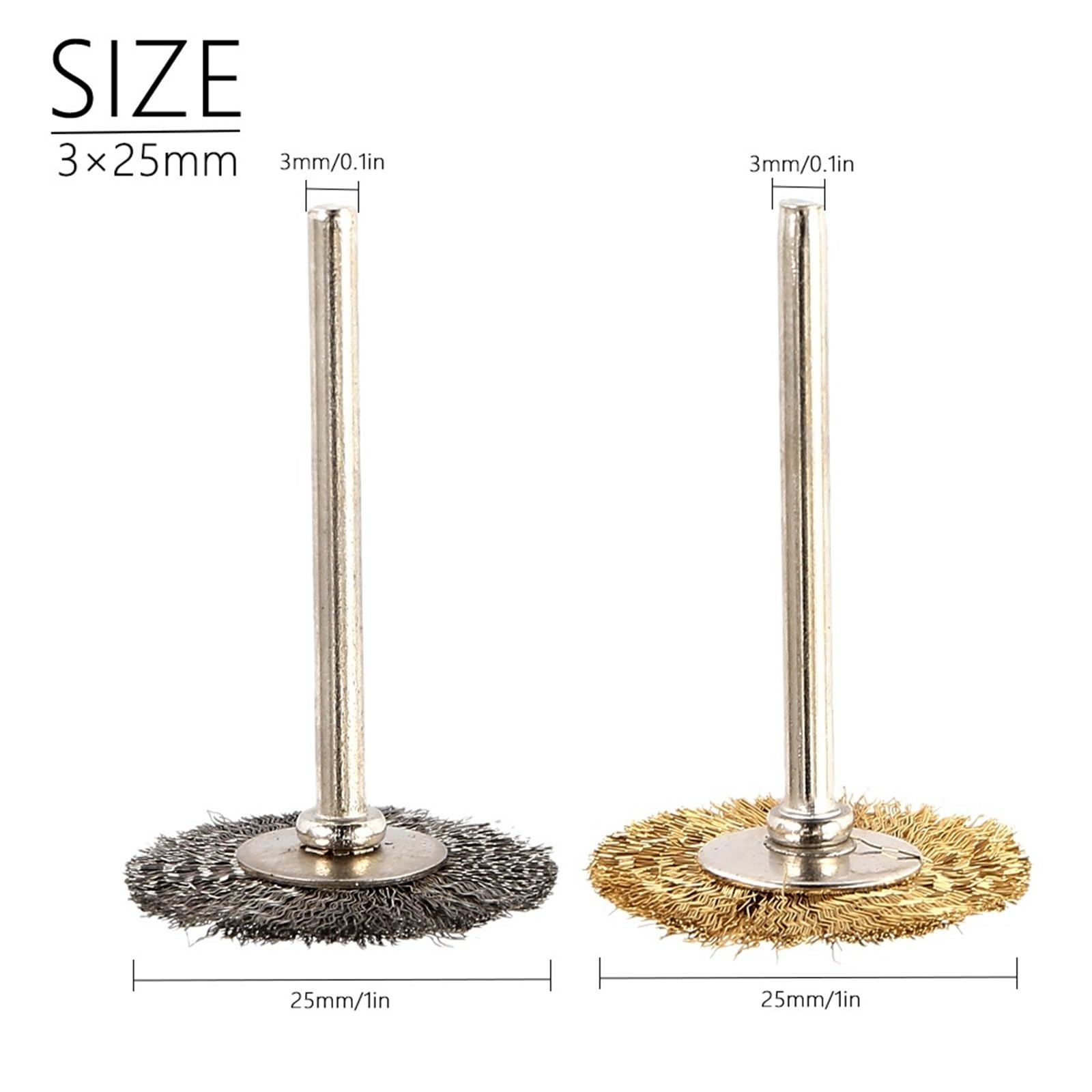 Spazzole metalliche a tazza, Spazzola a tazza abrasiva in filo di acciaio al carbonio, 60 pezzi, argentata