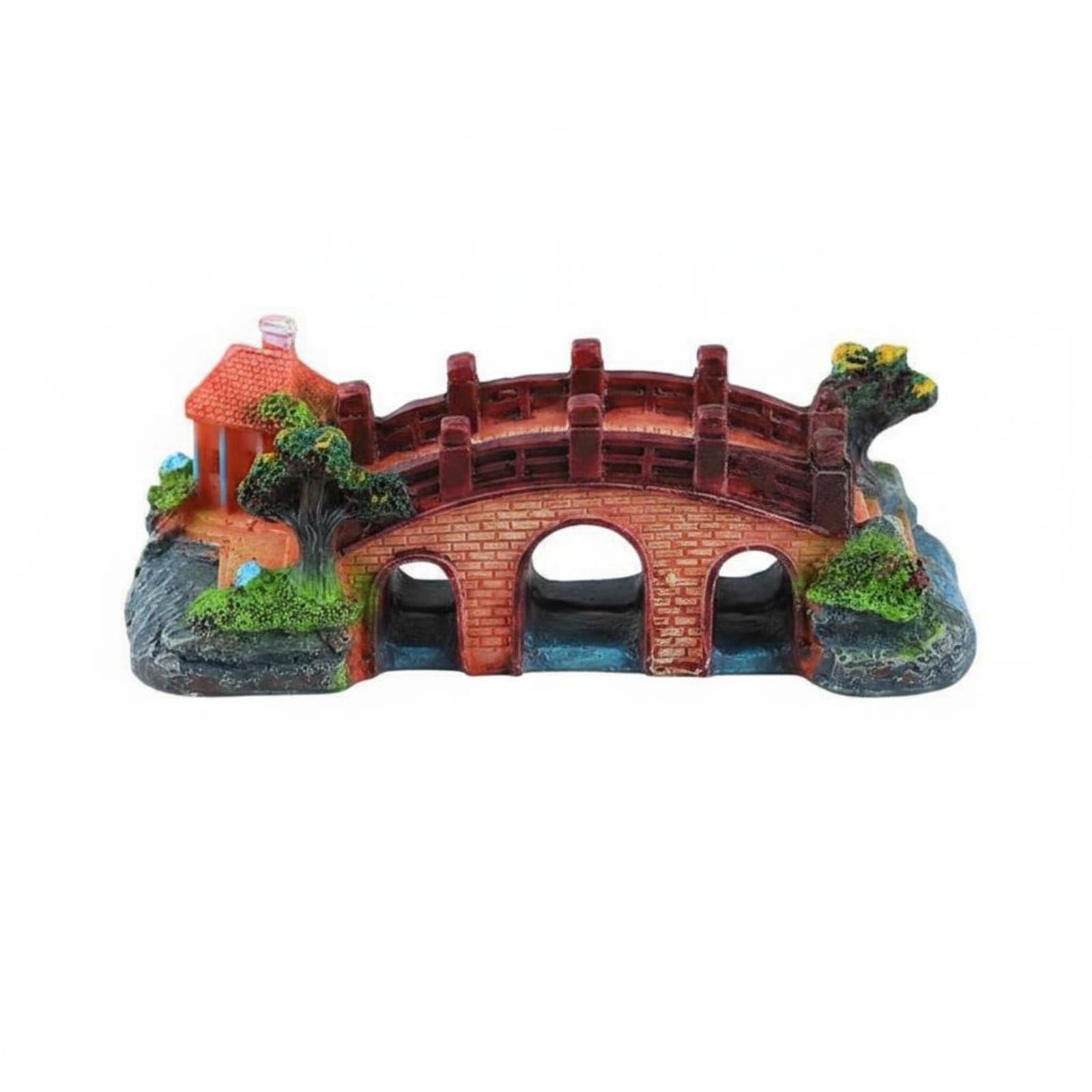 Qianly Aquarium Mountain Ornament Aspetto Naturale Aquatic Landscape Rock Decoration Effetto Realistico Ornamento Acquatico per Acquariofili, Ponte A Tre Fori Medio
