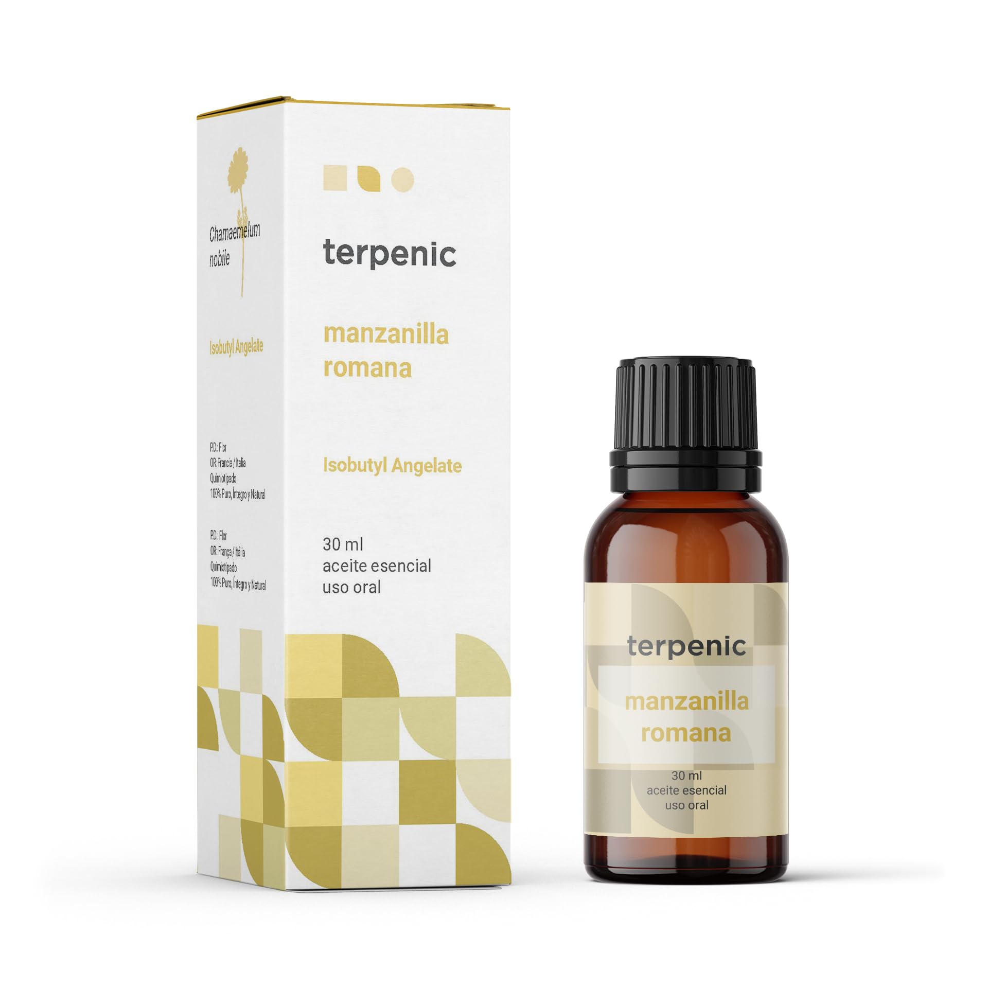 TERPENIC - Aceite Esencial de Manzanilla Romana (Chamaemelum nobile) - 30 ml - Uso Oral - Aroma floral suave y dulce con carácter delicado y relajante