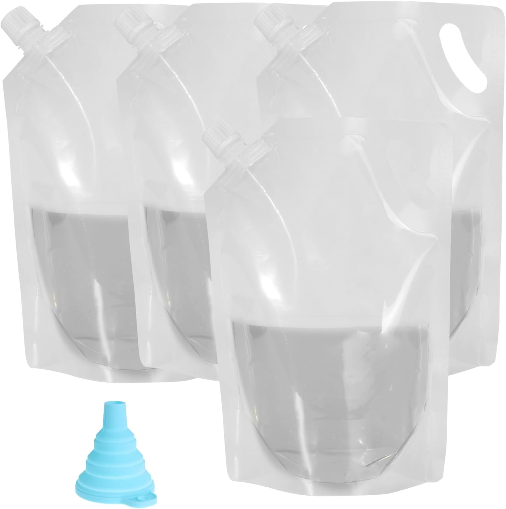 4pcs 32oz Discreet Plastic Flask Kit Liquor Bag to Sneak Booze Disguised Smuggle Alcohol on Cruise For Bringing Wine During Concerts, Clubs, Camping, Outdoor Travel, with 1 Funnel