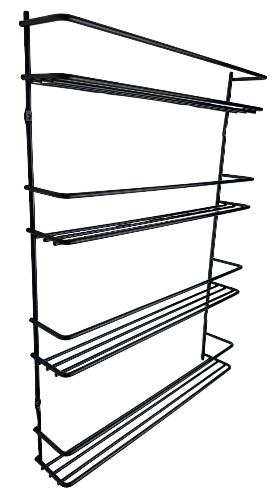 Portaspezie a 4 ripiani per porta dell'armadio, mensola salvaspazio da cucina per 4 x 8 barattoli - 37,2 x 50 x 6,5 cm (nero) - Perfetto per cucinare e riporre la casa