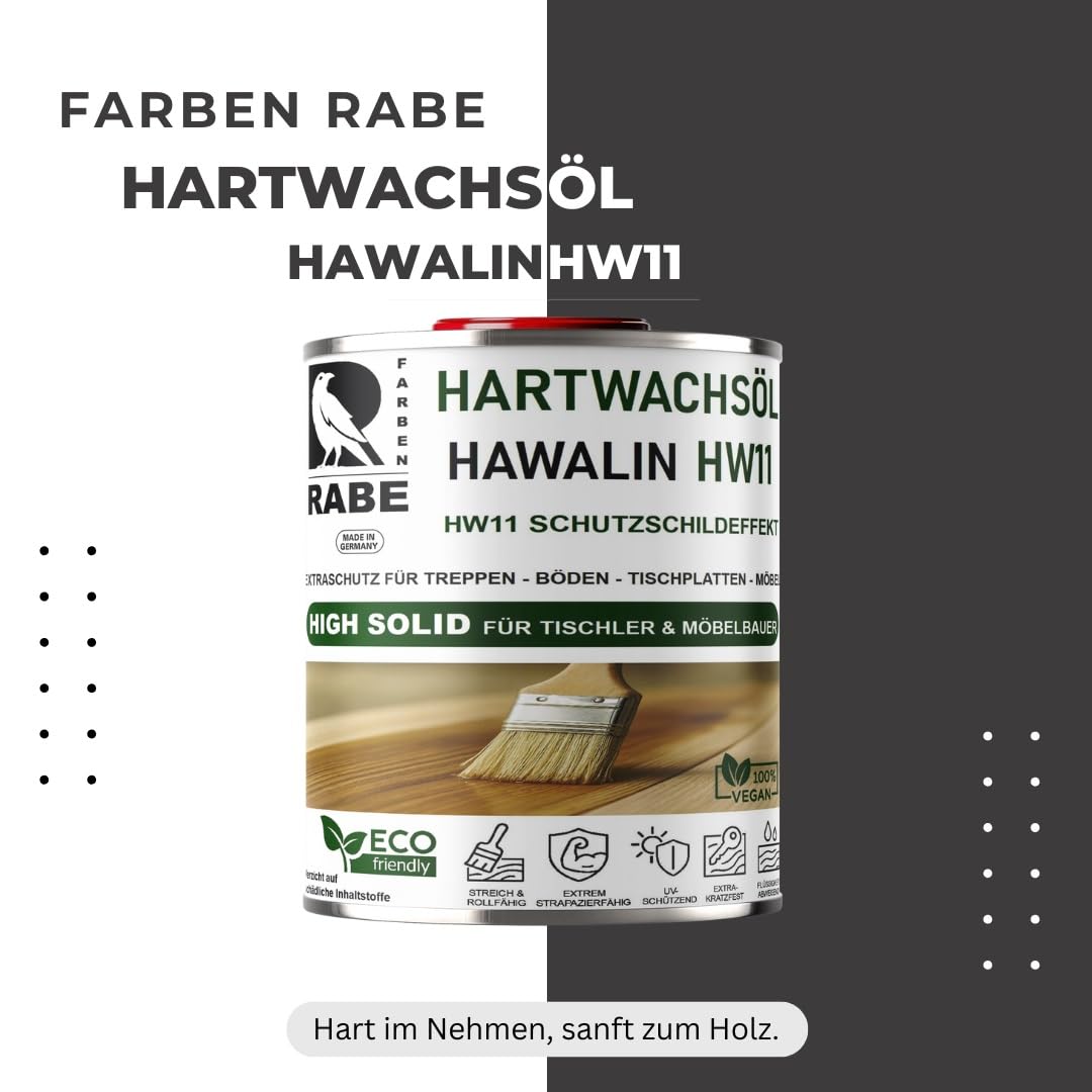 RABE 2K Hartwachsöl Hawalin HW11 mit Härter High Solid Farblos seidenmatt Parkett Möbel Öl (1, Farblos Natur Seidenglänzend, 2,75 Liter)