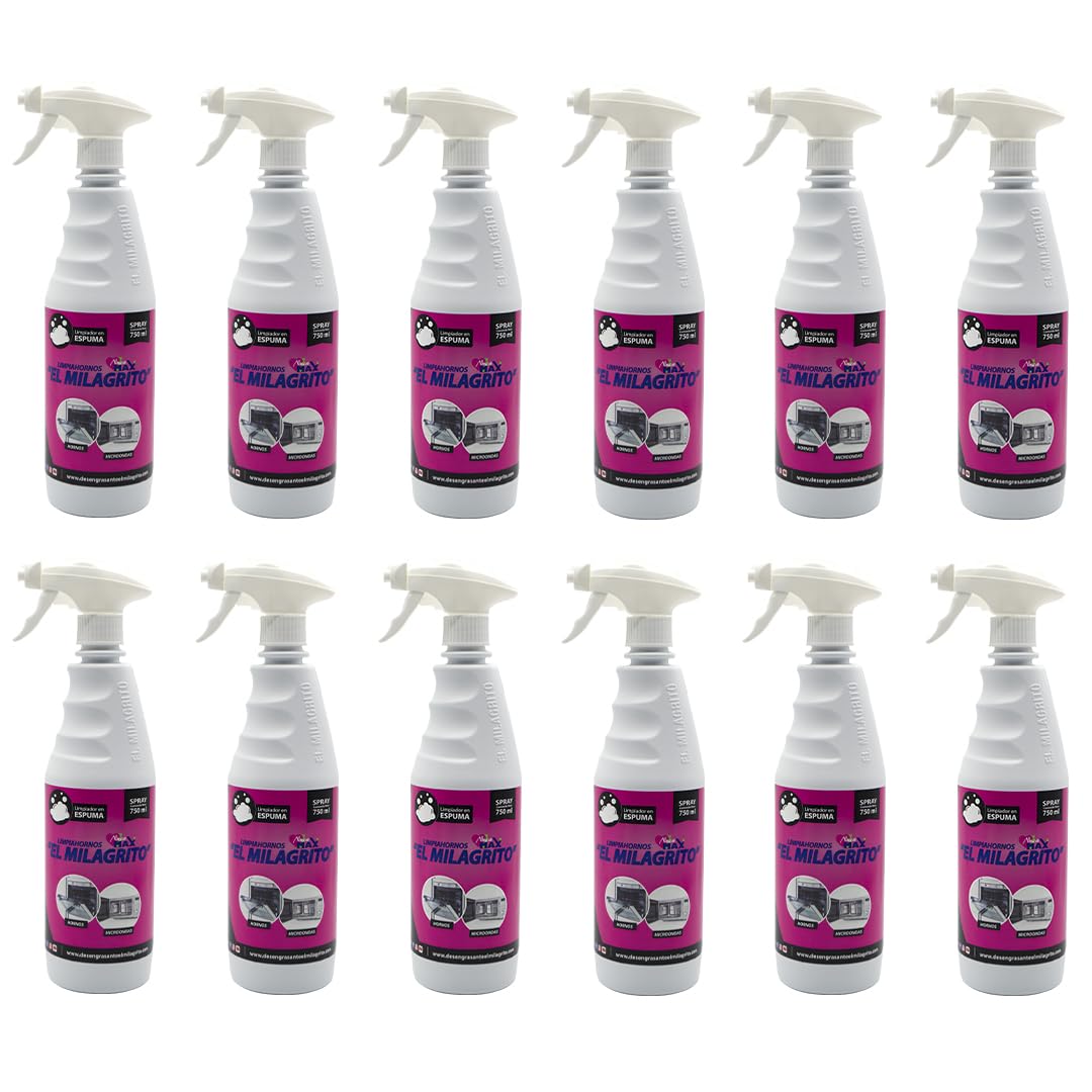 El Milagrito Pack 12 uds. Limpiahornos Spray 750 ml, Blanco, Normal, 9000