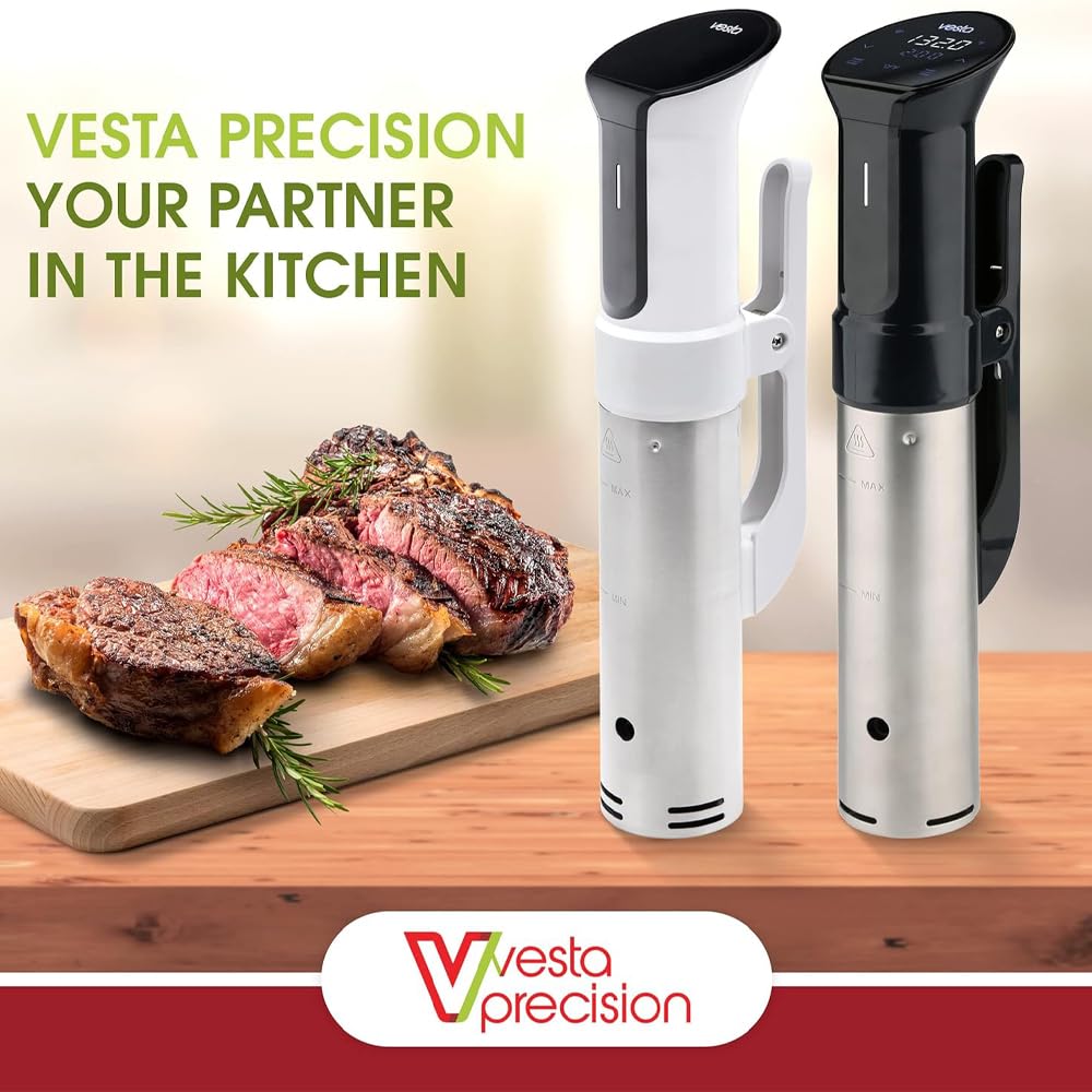 Vesta Precision Imersa II SV82 Domestic Thermocirculator voor koken op lage temperatuur 1200 W, inclusief wifi-besturingsapp, maximaal watervolume 30 l, kleur: wit